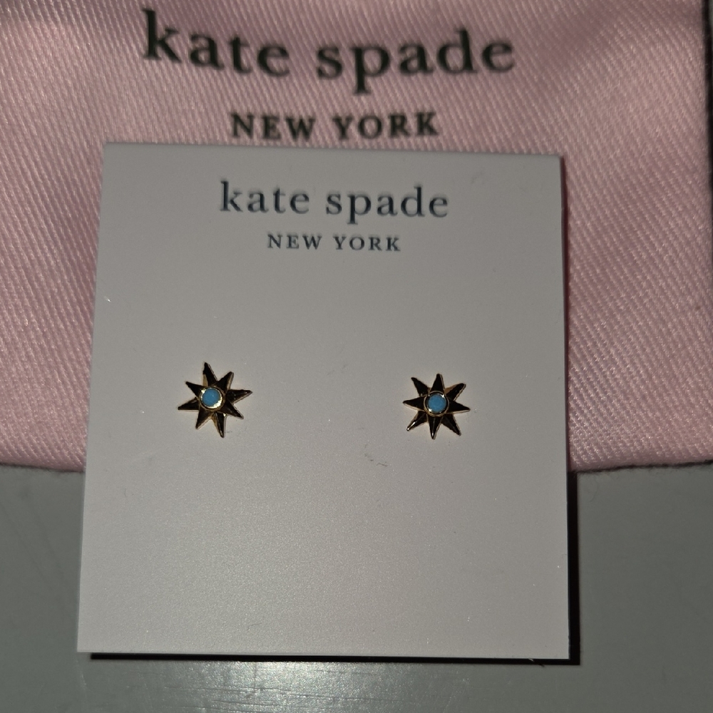 kate spade Gold Starburst Stud Earrings with Turquoise Centers